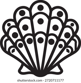 Ilustração decorativa do vetor da concha de vieira. Ícone da vida marinha. Símbolo de férias de verão na praia. A arte da criatura marinha.