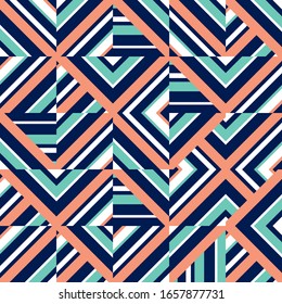 Decorative Scandinavian modern pattern for the background, tile and textiles. It is assembled from modular parts. Vector. Seamless.