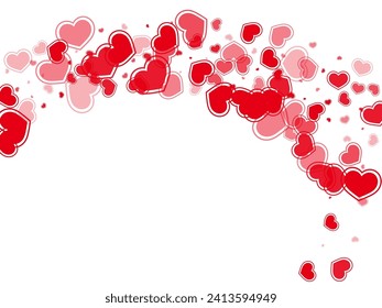 Decorative scattered hearts confetti vector illustration. Abstract February 14 backdrop. Framed hearts love passion symbols isolated on transparent background. Romantic event sweet decor.