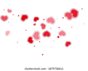 Decorative scattered hearts flying vector illustration. Creative February 14 backdrop. Framed hearts love pleasure symbols isolated on transparent background. Romantic event sweet decor.