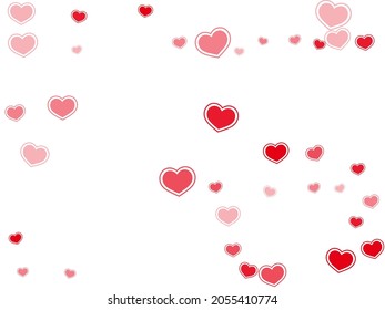 Decorative scattered hearts flying vector illustration. Elegant holiday banner backdrop. Framed hearts love emotion symbols isolated on transparent background. Valentine's day lovely decor.