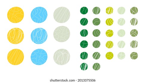 decorative scribble round badges vector illustration set