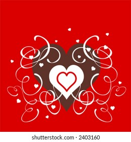 Decorative scrolls surround this warm, red heart.