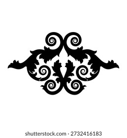 Fragmento de volutas decorativas con hojas giratorias y filigrana para bordes de Antiguas y acentos elegantes