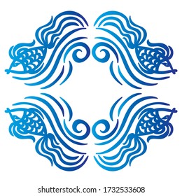 Decorative sea frame of fishes. Vector illustration