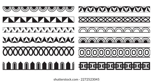 Decorative seamless abstract borders geometric design elements set - modular vector