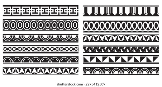 Decorative seamless abstract borders geometric design elements set - modular vector