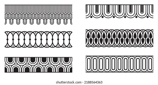 Decorative seamless Art Deco borders vintage geometric design elements set