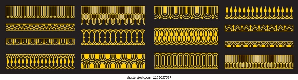 Decorative seamless Art Deco borders vintage geometric design elements set