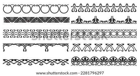 Decorative seamless Art Deco borders vintage geometric design elements set