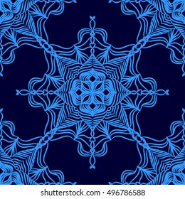 Decorative seamless background with abstract lacy snowflakes