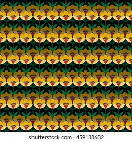 Decorative seamless background with abstract retro flowers pattern