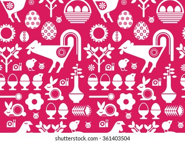 Decorative seamless background with easter silhouettes.