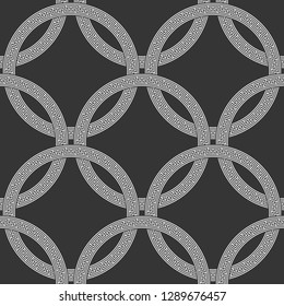 Decorative Seamless Background, with elements in Greek style. Abstract geometric ornament in the form of a circles. Illustration of an ancient greek background. Vintage pattern. Geometric texture.