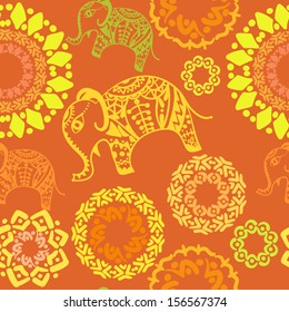 decorative seamless background in ethnic style, African decorative seamless ornament, ethnic background in Indian style