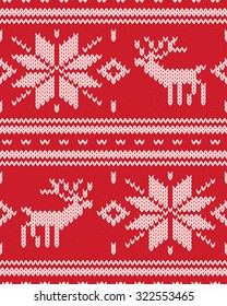 Decorative seamless background with knitted Christmas ornaments 