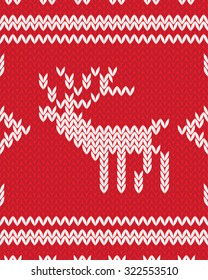 Decorative seamless background with knitted Christmas ornaments 