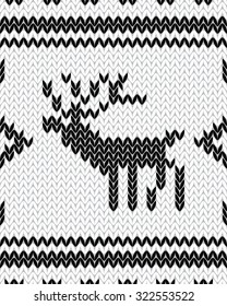 Decorative seamless background with knitted Christmas ornaments 