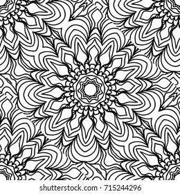 decorative seamless background with lace floral ornament. vector illustration. black, white color. for wallpaper, fabric, background