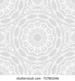 decorative seamless background with lace floral ornament. vector illustration. white color. for invitation card, wallpaper, fabric, background