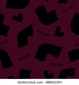 Decorative seamless background with lips. Lips poster. Pop-art. Print. Cloth design, wallpaper.