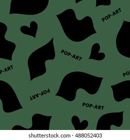 Decorative seamless background with lips. Lips poster. Pop-art. Print. Cloth design, wallpaper.