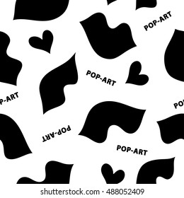 Decorative seamless background with lips. Lips poster. Pop-art. Print. Cloth design, wallpaper.