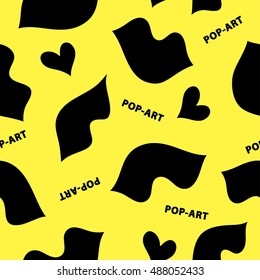 Decorative seamless background with lips. Lips poster. Pop-art. Print. Cloth design, wallpaper.