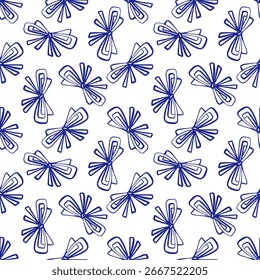 Fondo sin fisuras decorativo con lazos de cinta de arte de línea estilizados que repiten el diseño abstracto en la superficie blanca Concepto de envoltura textil artística de embalaje de moda Decoración de interiores