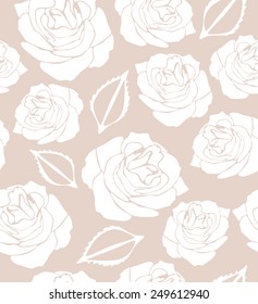 Decorative seamless background with stylized roses. Vector