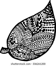 Decorative seamless black and white pattern with leaves
