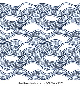 Decorative seamless border pattern. Vector illustration with abstract waves or dunes. Geometric ornament.