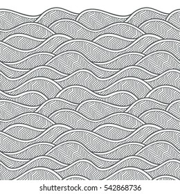 Decorative seamless border pattern. Vector illustration with abstract waves or dunes. Geometric ornament.