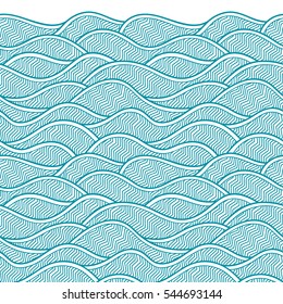 Decorative seamless border pattern. Vector illustration with abstract waves or dunes. Geometric ornament.