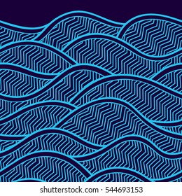 Decorative seamless border pattern. Vector illustration with abstract waves or dunes. Geometric ornament.