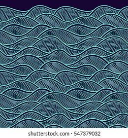 Decorative seamless border pattern. Vector illustration with abstract waves or dunes. Geometric ornament.