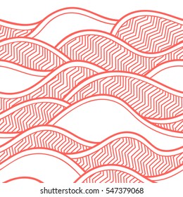 Decorative seamless border pattern. Vector illustration with abstract waves or dunes. Geometric ornament.