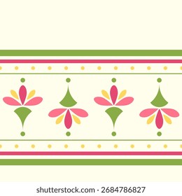 Borda decorativa sem emenda. Padrão sem emenda do vetor. Flores de primavera em estilo Art Nouveau em um fundo claro.