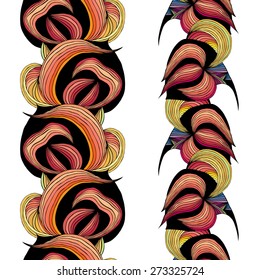 Decorative seamless borders in graphic style. Vector format.