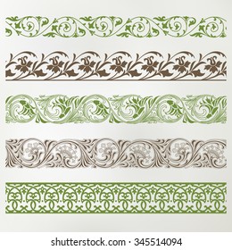 Decorative seamless borders set