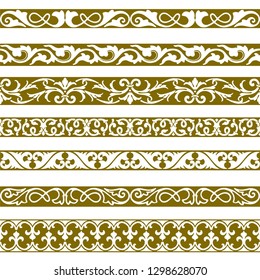 Decorative seamless borders vintage design elements set
