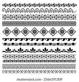 Decorative seamless borders vintage design elements set