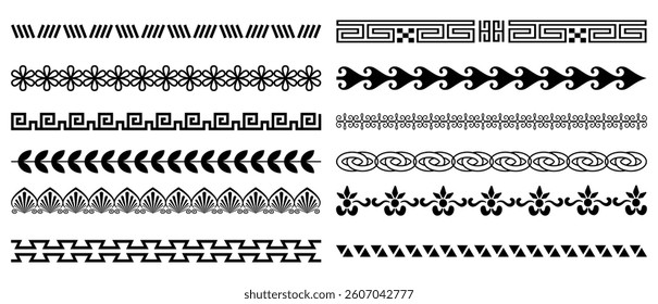Decorative seamless borders vintage design elements set