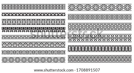 Decorative seamless borders vintage design elements set
