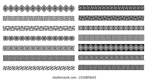 Decorative seamless borders vintage geometric design elements set