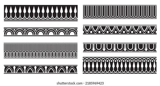 Decorative seamless borders vintage geometric design elements set