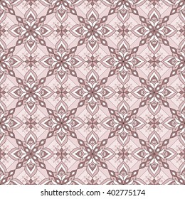 Decorative seamless  brown texture on beige. Element for design. Ornamental backdrop. Ornate floral decor for wallpaper. Traditional decor on beige background.