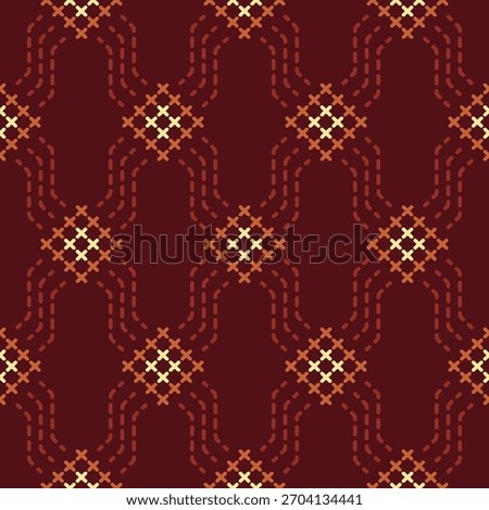Decorative Seamless Cross Stitch Pattern with Geometric Repeating Element