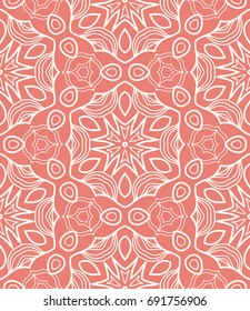 Decorative seamless doodle pattern. Hand drawn seamless line background. Stylish endless geometric lace texture. Tribal ethnic arabic, indian, turkish ornament for textile fabric, paper print