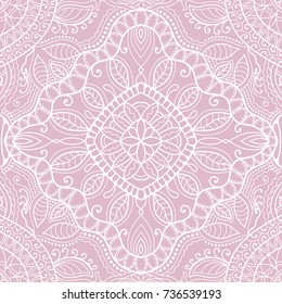 Decorative seamless doodle pattern. Hand drawn line background. Stylish endless geometric lace texture. Tribal ethnic arabic, indian, turkish ornament. Bandanna shawl, scarf fabric print